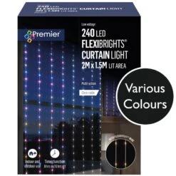 240 LED Flexibright Curtain Lights On Clear Cable