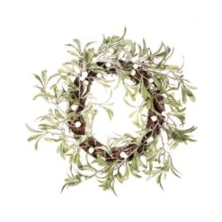 Green Mistletoe With White Berries Artificial Christmas Wreath