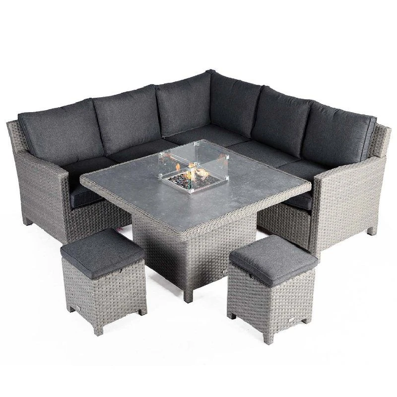 Supremo Catalan Mini Modular Garden Dining Set With Fire Pit Table - Image 3