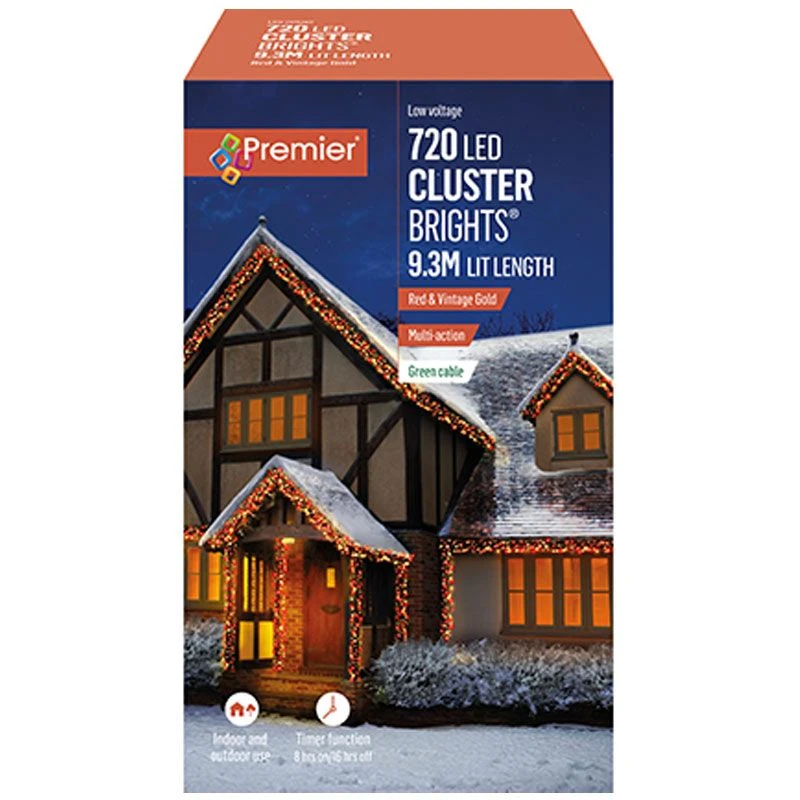 Red & Vintage Gold LED Clusterbrights With Timer - Image 2