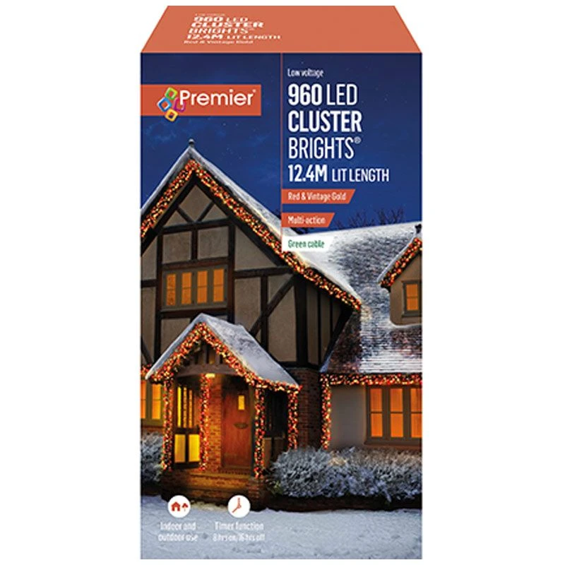 Red & Vintage Gold LED Clusterbrights With Timer - Image 3