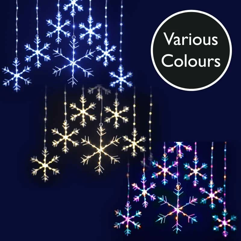 Christmas Snowflake Curtain Lights With Timer