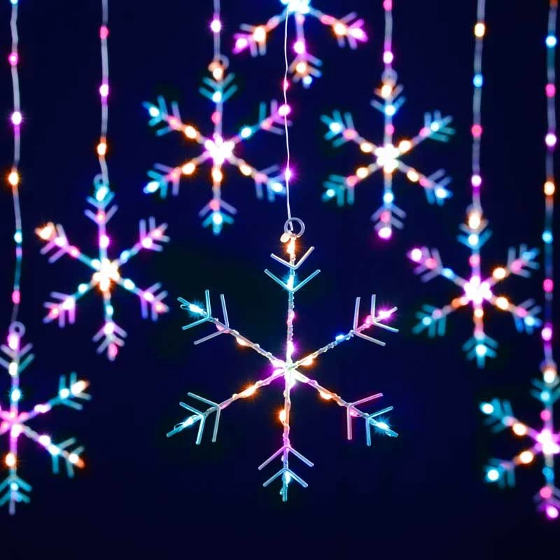 Christmas Snowflake Curtain Lights With Timer - Image 2