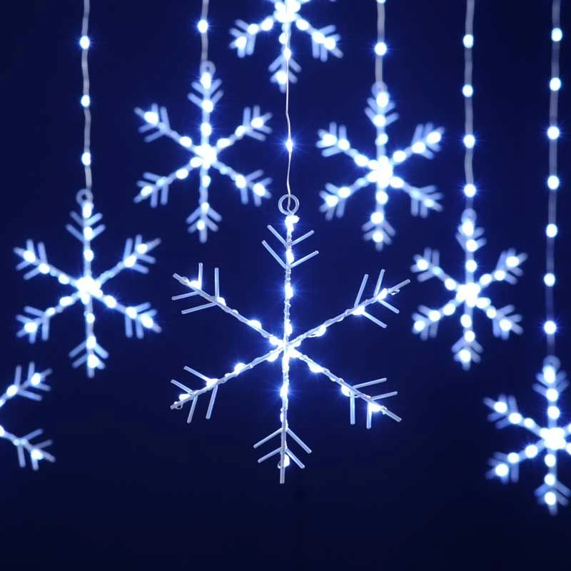 Christmas Snowflake Curtain Lights With Timer - Image 3