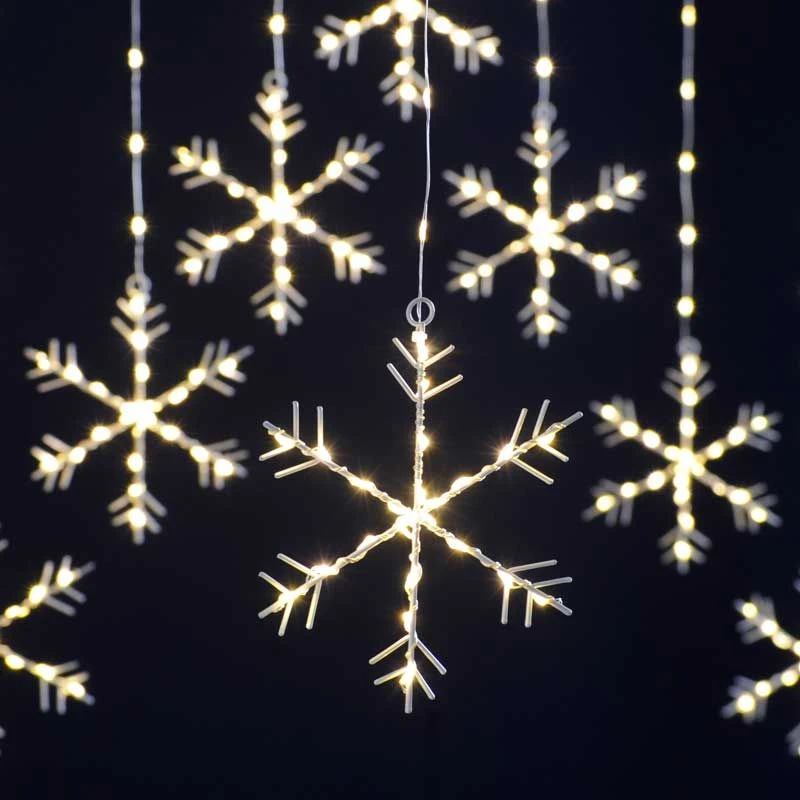 Christmas Snowflake Curtain Lights With Timer - Image 4