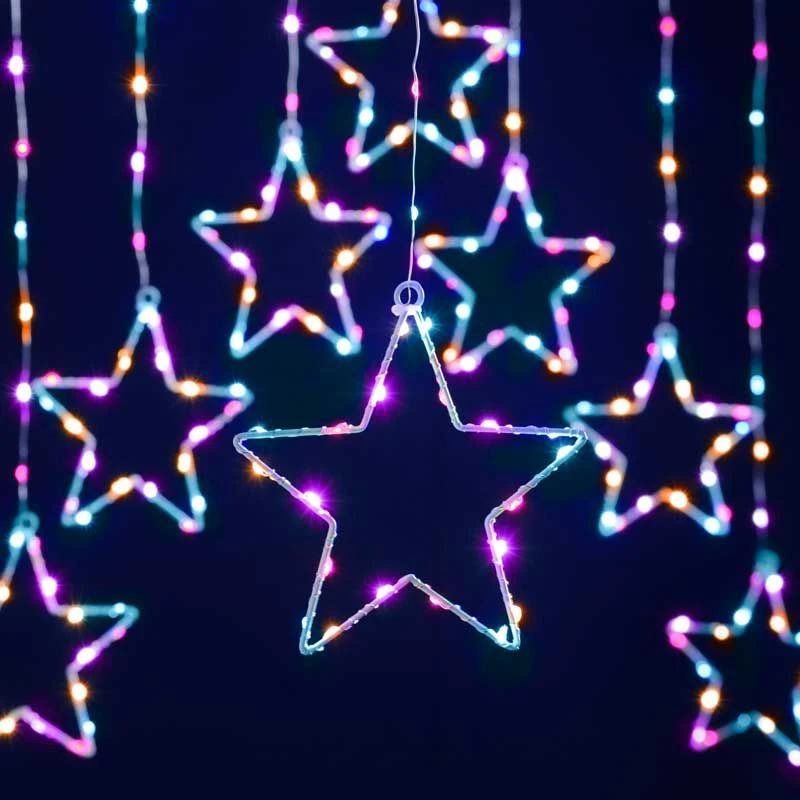 Christmas Star Curtain Lights With Timer - Image 2