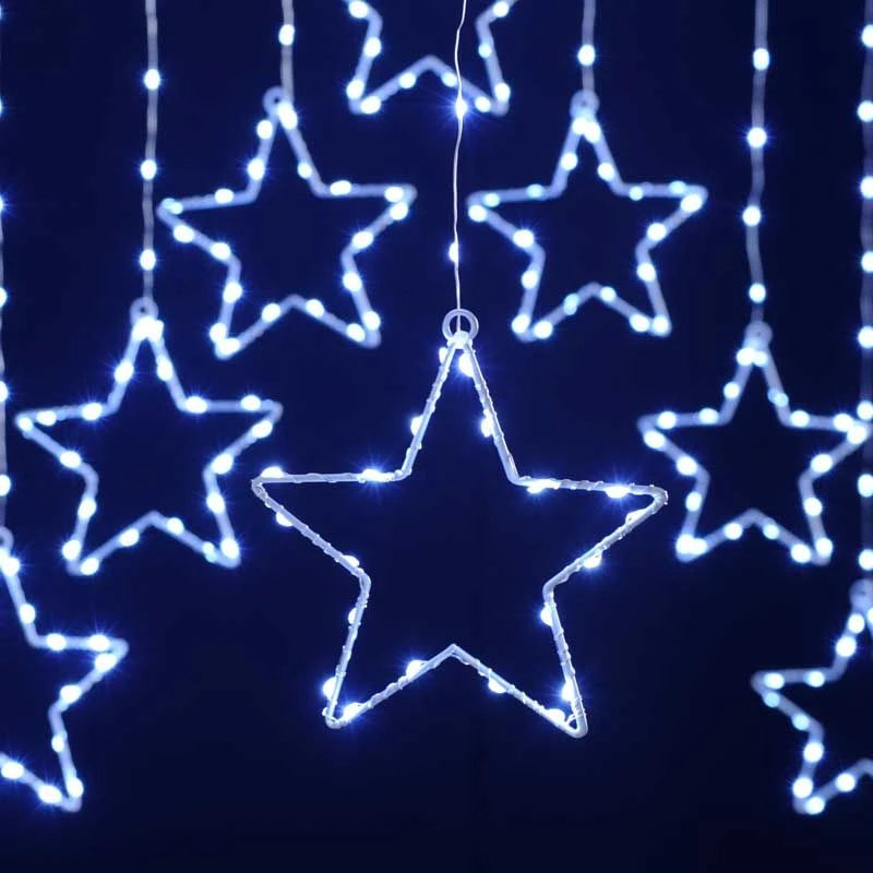 Christmas Star Curtain Lights With Timer - Image 4