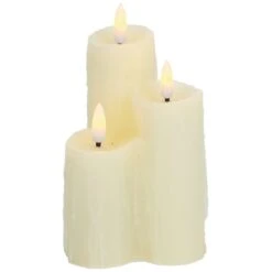 Cream Battery LED Melted Edge Flickabrights Candles With Timer