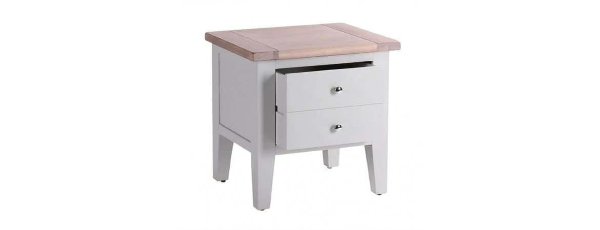 Chalked Oak/Grey 1 Drawer Lamp Table - Oak Furniture - Image 2