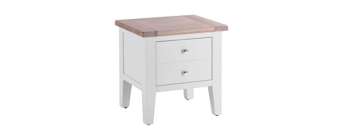Chalked Oak/Grey 1 Drawer Lamp Table - Oak Furniture
