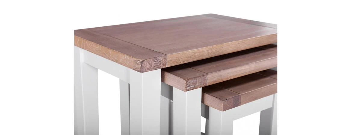 Chalked Oak/Grey Nest Of 3 Tables - Oak Furniture - Image 2