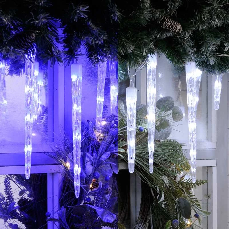 24 Colour Changing Icicle LED Lights On Clear Cable - Image 2