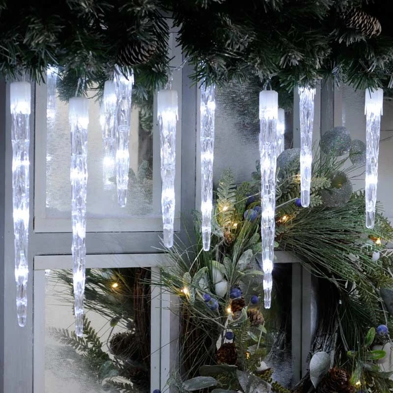24 Colour Changing Icicle LED Lights On Clear Cable - Image 9